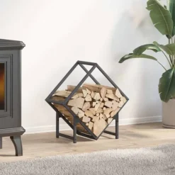 Hot Vedställ antracit 50x25x50 cm kallvalsat stål Tillbehör Till Vedeldade Kaminer & Öppna Spisar