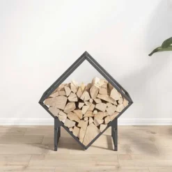 Hot Vedställ antracit 50x25x50 cm kallvalsat stål Tillbehör Till Vedeldade Kaminer & Öppna Spisar