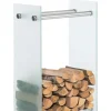 New Vedställ Dacio frostat glas 35x40x60 cm 35 x 40 x 60 cm Tillbehör Till Vedeldade Kaminer & Öppna Spisar