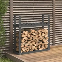 vidaXL Vedställ grå 110x35x108,5 cm massiv furu
