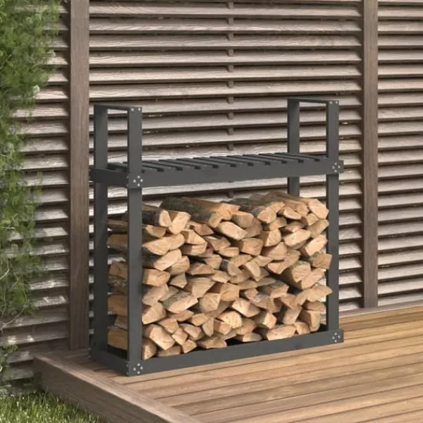 vidaXL Vedställ grå 110x35x108,5 cm massiv furu