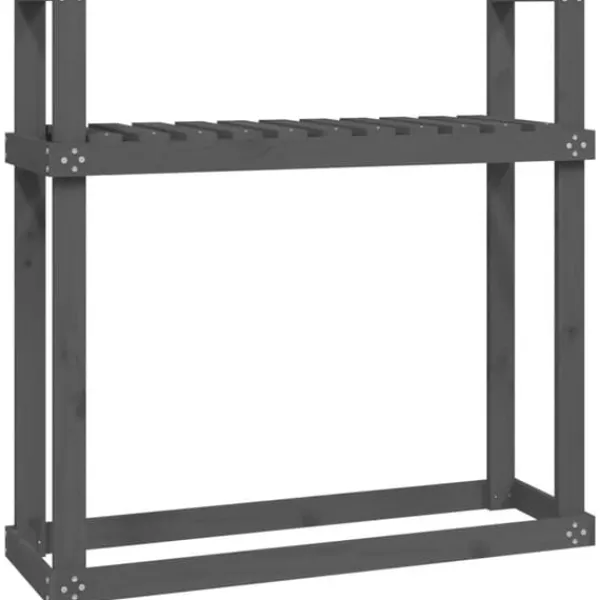 vidaXL Vedställ grå 110x35x108,5 cm massiv furu