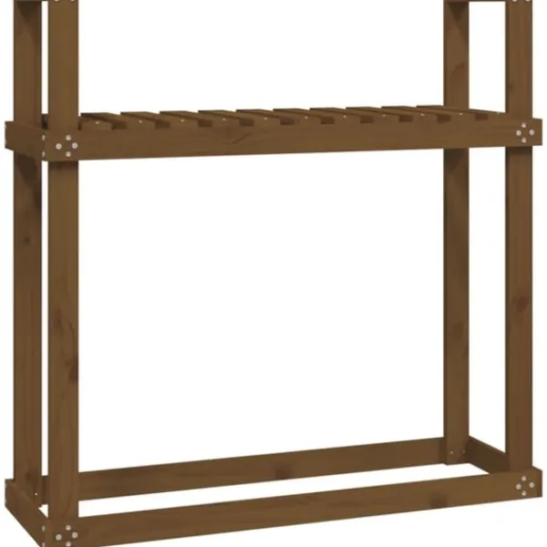 vidaXL Vedställ honungsbrun 110x35x108,5 cm massiv furu