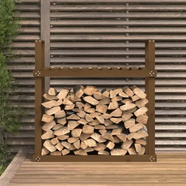 vidaXL Vedställ honungsbrun 110x35x108,5 cm massiv furu