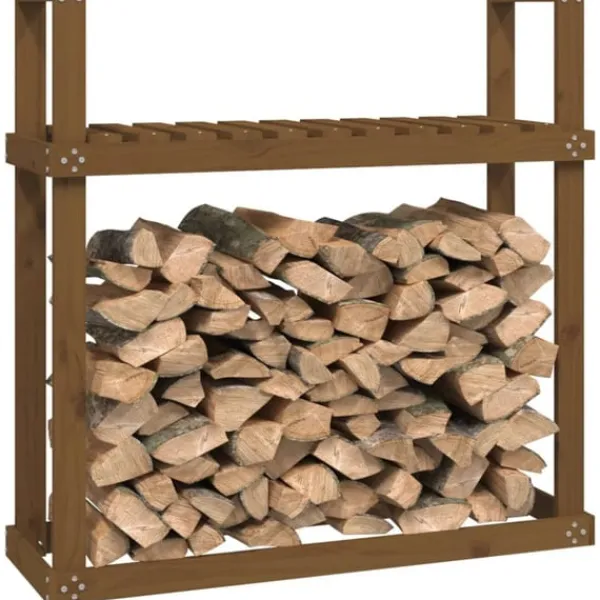 vidaXL Vedställ honungsbrun 110x35x108,5 cm massiv furu