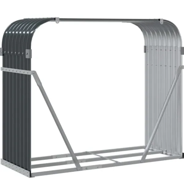 Vedställ i galvaniserat stål - Robust för vedförvaring | Färg: Antracitgrå | Storlek: 120x45x100 cm