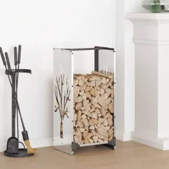 Best Vedställ i rostfritt stål - Hålla veden torr och organiserad | Storlek: 40x30x80 cm Tillbehör Till Vedeldade Kaminer & Öppna Spisar