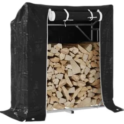 Sale Vedställ med regnskydd - Hållbar vedförvaring | Färg: Galvaniserat stål | Storlek: 100,5x40,5x110,5 cm Tillbehör Till Vedeldade Kaminer & Öppna Spisar