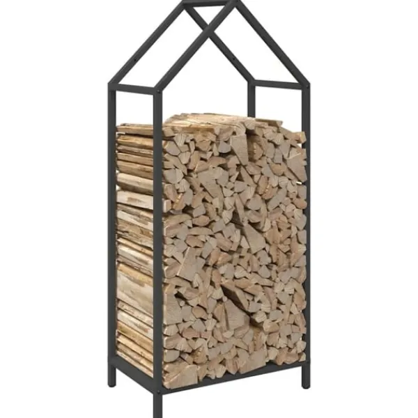 vidaXL Vedställ svart 40x25x90 cm kallvalsat stål