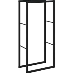 New Vedställ svart 55x30x116 cm stål Tillbehör Till Vedeldade Kaminer & Öppna Spisar