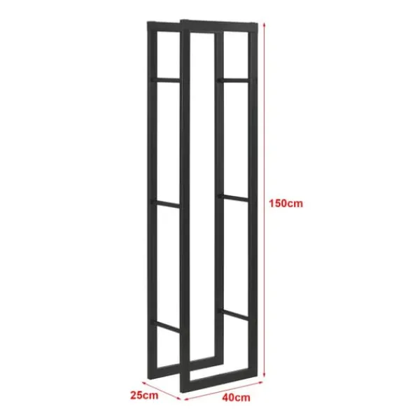 Vedställ Täby vedförvaring 40x25x150 cm stål Tillbehör Till Vedeldade Kaminer & Öppna Spisar