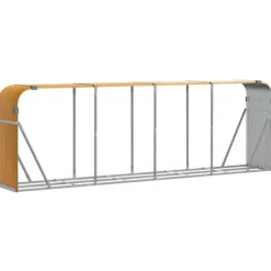 Vedställ träutseende 300x45x100 cm galvaniserat stål Tillbehör Till Vedeldade Kaminer & Öppna Spisar