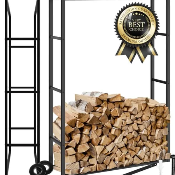 Hot Vedställ Tuby, för inne- & utomhus, 100,5x25x150cm - svart Tillbehör Till Vedeldade Kaminer & Öppna Spisar