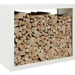 Outlet Vedställ vit 100x40x80 cm stål Tillbehör Till Vedeldade Kaminer & Öppna Spisar
