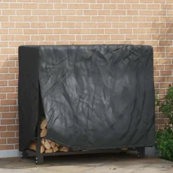 Outlet Vedställsskydd Enfärgad Svart 61 x 122 x 106 cm tyg Tillbehör Till Vedeldade Kaminer & Öppna Spisar