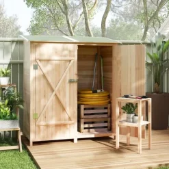 Best Verktygsskjul med Bänkbord, Tällved, 140 x 75 x 157 cm Skjul, Garage & Carports