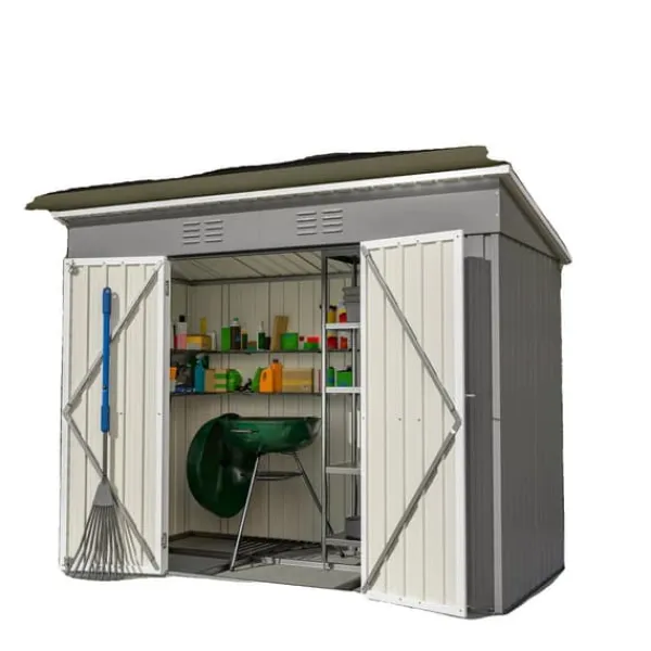 Clearance Verktygsskjul, Väderbeständig Design, Säker Förvaring,8x4FT Grå Skjul, Garage & Carports