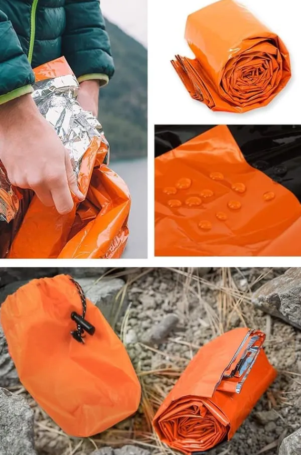 Överlevnadsbivyväskor - Vattentäta Mylar-nödfiltar för camping och vandring (orange)