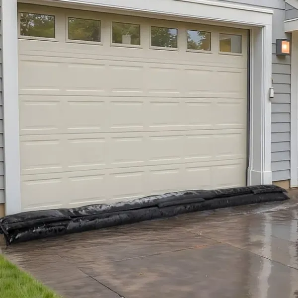 Översvämningsbarriär - Vattenaktiverade sandfria översvämningspåsar - Set om 8 - Mått 305 x 21 cm - Återanvändbara - För dörrar & garage