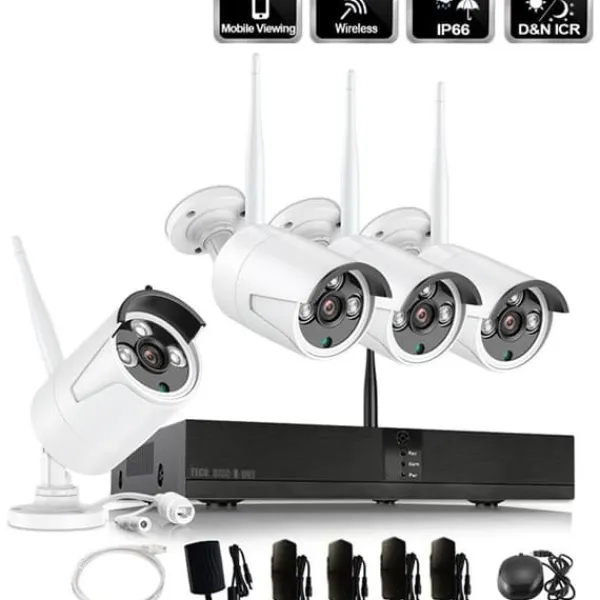 Discount Övervakningskamera - TECH DISCOUNT - K9504W-JP2210 - HD 2MP - Trådlös - Utomhus Säkerhetsmonitorer & Videokameror