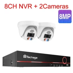 Clearance Övervakningskamerasystem, 4K-upplösning, Tvåvägsljud,4T, 8MP 8CH 2st Kamera Säkerhetsmonitorer & Videokameror