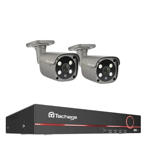 Clearance Övervakningskamerasystem, 8-kanal, Tvåvägskommunikation,8CH 2PCS 5MP KAMERA, 3T Inbyggd HDD Säkerhetsmonitorer & Videokameror