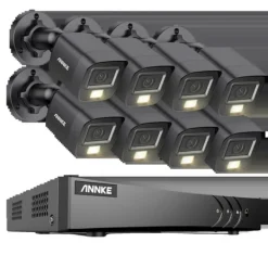 Outlet Övervakningskamerasystem, 5MP upplösning, väderbeständig design,8CH DVR 8Pcs Kit, 1T Säkerhetsmonitorer & Videokameror