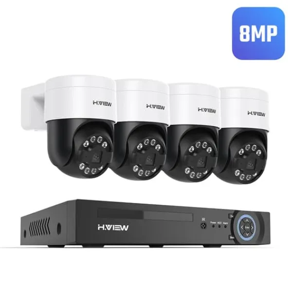 Övervakningskamerasystem, 8MP upplösning, fjärråtkomst,2T, 4st 8MP Kamera