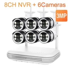 Online Övervakningskamerasystem, 5MP upplösning, tvåvägsljud,EU Kontakt, 8CH och 6st 3MP Kamera, Ingen Säkerhetsmonitorer & Videokameror