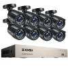 Övervakningssystem med CCTV-videokamera, 1080P upplösning, vattentät nattsyn., , None, With 8 Black Cameras
