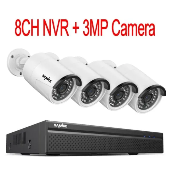 Outlet Övervakningssystem med CCTV, 5MP/3MP upplösning, IP66 vattentät, 4 st 3MP, 4T Säkerhetsmonitorer & Videokameror