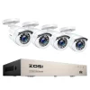 Övervakningssystem med CCTV-videokamera, 1080P upplösning, vattentät nattsyn., 2T, 4cams Vit