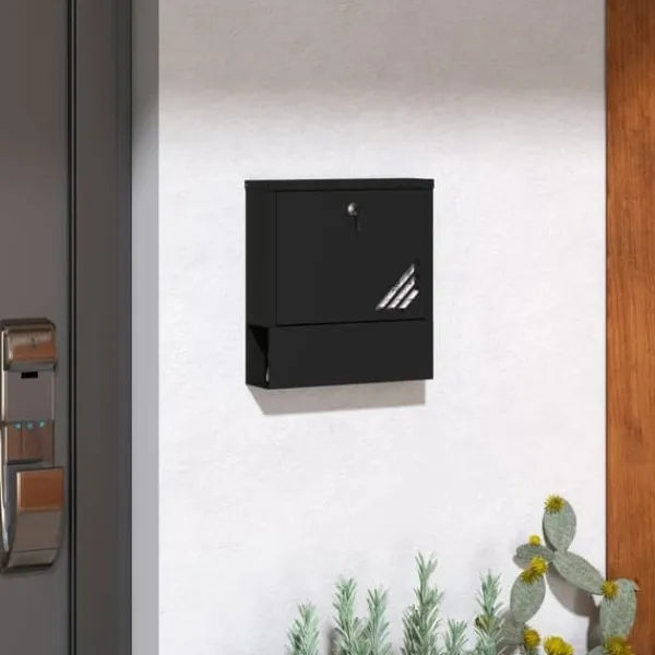 Sale Väggbrevlåda med lock och lås, kopparkärna, stål mörkgrå 30×8,5×32,5 cm Postlådor & Brevlådor