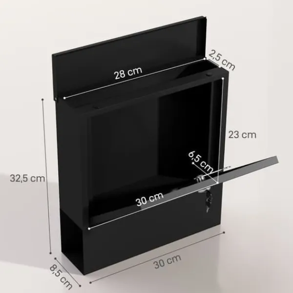 Sale Väggbrevlåda med lock och lås, kopparkärna, stål mörkgrå 30×8,5×32,5 cm Postlådor & Brevlådor