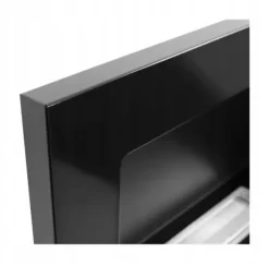 Vägghängd biokamin med glas 65x40x12 cm Flamreglering Blank svart