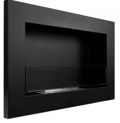 Best Vägghängd biokamin med glas 65x40x12 cm Slim svart strukturerad matt Vedeldade Kaminer