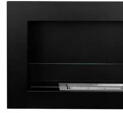 Best Vägghängd biokamin med glas 65x40x12 cm Slim svart strukturerad matt Vedeldade Kaminer