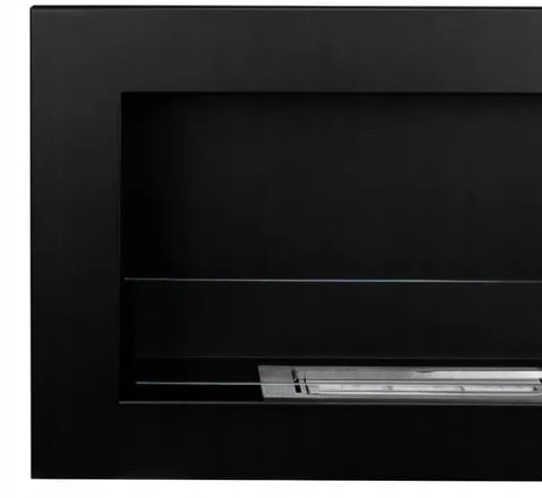 Best Vägghängd biokamin med glas 65x40x12 cm Slim svart strukturerad matt Vedeldade Kaminer