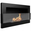Vägghängd biokamin med glas 65x40x12 cm Flamreglering Mattsvart Vedeldade Kaminer