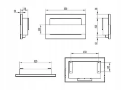 Vägghängd biokamin med glas 65x40x12 cm Flamreglering Mattsvart Vedeldade Kaminer