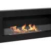 Clearance Vägghängd biokamin med glas 90x40x12 cm Box Svart strukturmatt Vedeldade Kaminer