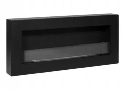 Clearance Vägghängd biokamin med glas 90x40x12 cm Box Svart strukturmatt Vedeldade Kaminer