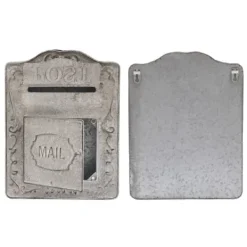 Väggmonterad brevlåda, antik/vintage-stil i metall, grå, för trädgård och utomhus