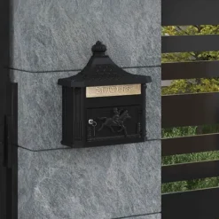 vidaXL Väggmonterad Brevlåda Svart 40,5 x 16 x 45 cm Gjutet Aluminium