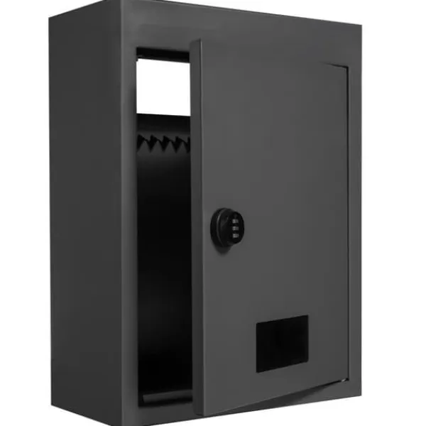 Hot Väggmonterad Drop Box 12,5x6,3x16,9", Brevlåda med Kodlås, Svart Postlådor & Brevlådor