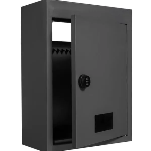 Hot Väggmonterad Drop Box 12,5x6,3x16,9", Brevlåda med Kodlås, Svart Postlådor & Brevlådor
