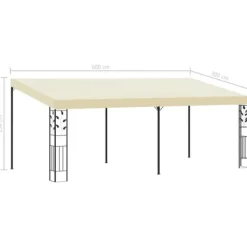 Outlet Väggmonterad paviljong 6x3x2,5 m gräddvit - Solskydd - Sol Skydd - Home & Living Tält & Lusthus