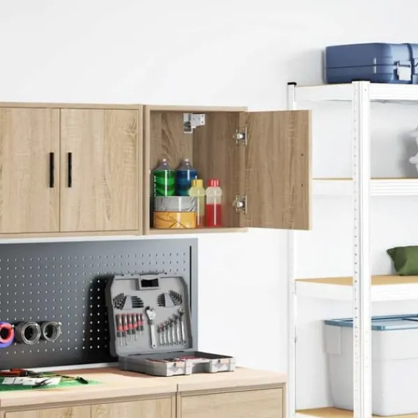 Clearance Väggskåp för garage i konstruerat trä - Förvaring i Sonoma-ek | Färg: Ek | Storlek: Standard Skjul, Garage & Carports