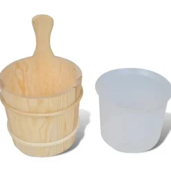 New Bastutillbehör 5 delar hink sked timglas termo/hygrometer Bastu