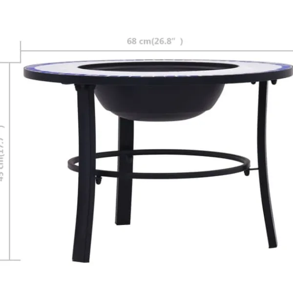 vidaXL Eldfat med mosaik blå och vit 68cm keramik - Öppna spisar
